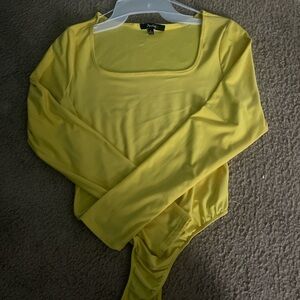 Yellow Fitted Long Sleeve Bodysuit